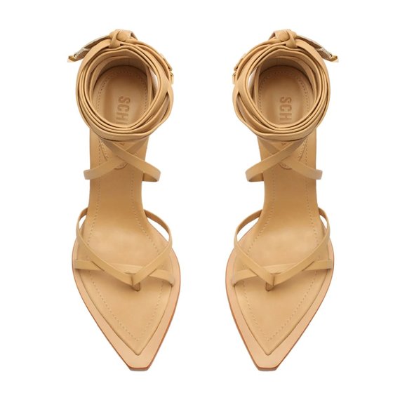 Schutz Calandra Nappa Leather Sandal Heels - Light wood/tan, size 6.5 - Picture 1 of 4